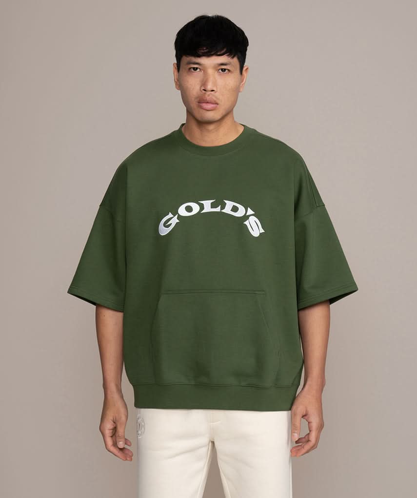 Oversized Fleece Short-Sleeve Sweater Shirt with Pockets golds