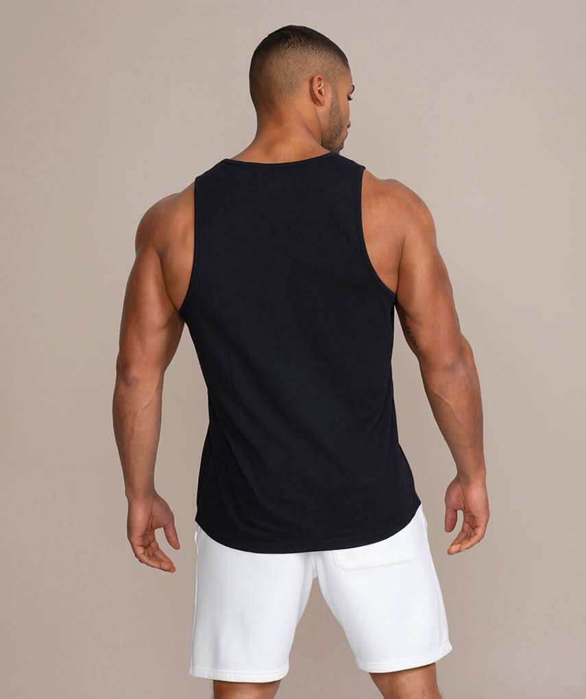 back view of black gym tank