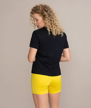 back view of woman in black shirt