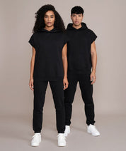 black cutoff sleeve hoodie