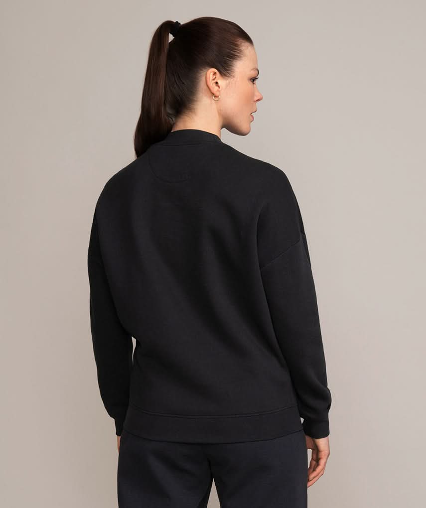 black luxury athletic sweater for women back view