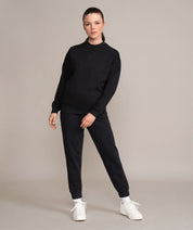 black luxury athletic sweater for women  full view