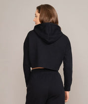 black organic cotton crop top hoodie