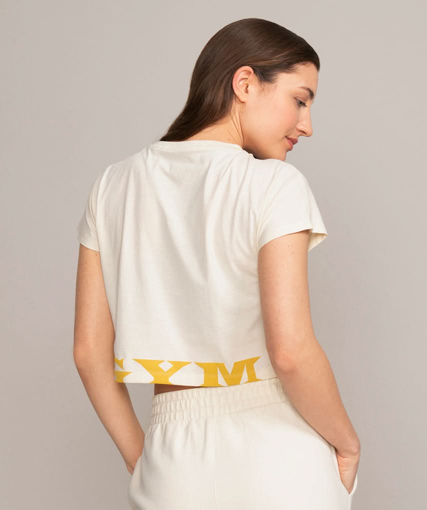 crop top shirt for women in off white beige back view