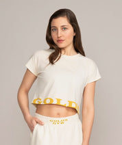 crop top shirt for women in off white beige golds gym
