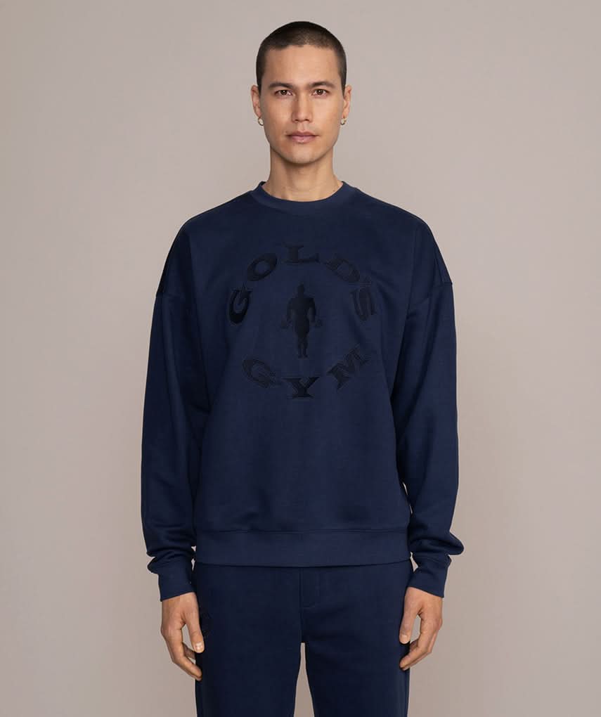 dark navy blue oversized lux sweater fitness streetwear