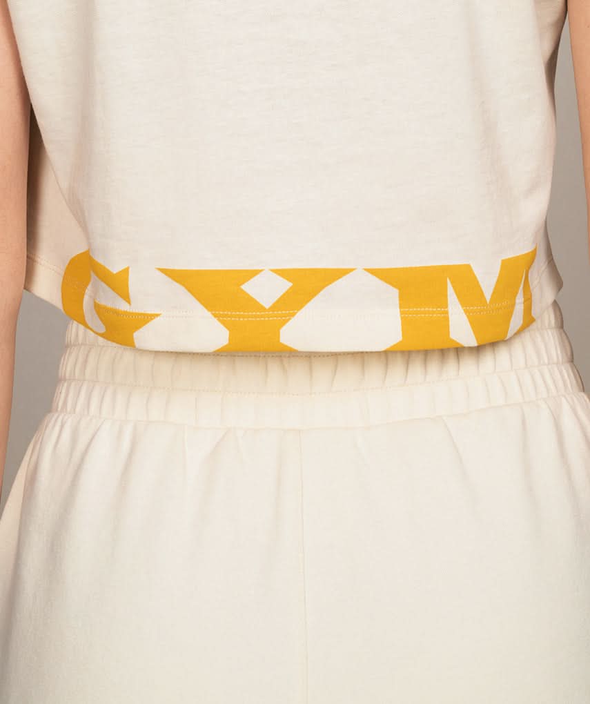 golds gym crop top shirt for women in off white beige