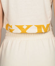 golds gym crop top shirt for women in off white beige