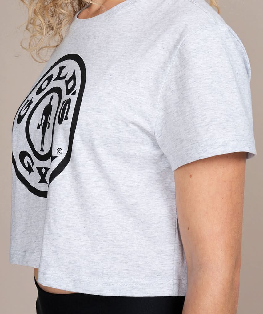 golds gym gray crop top for women side view