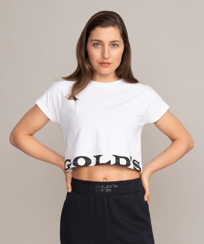 golds gym white crop top