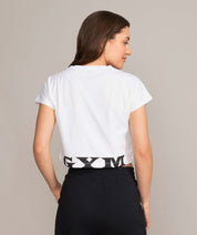 golds gym white crop top back view