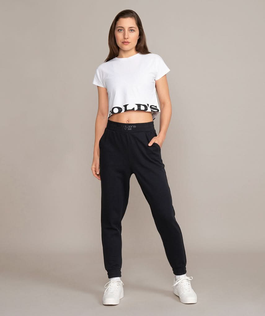 golds gym white crop top for women