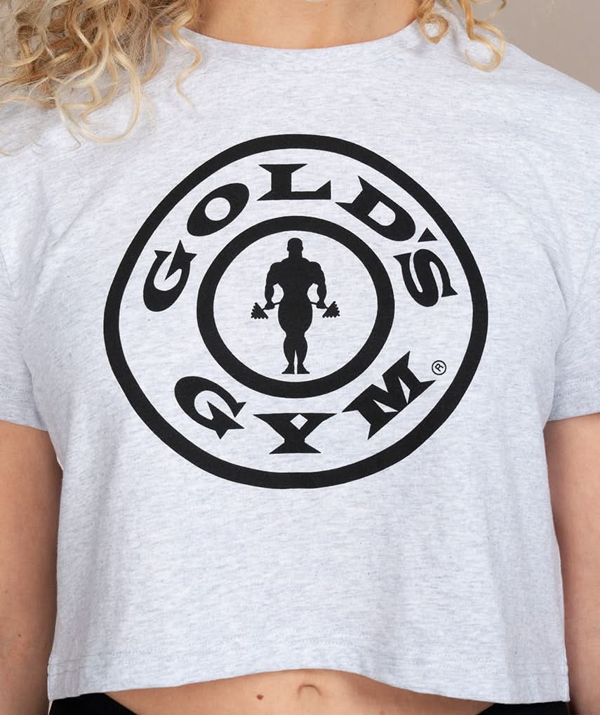 gray crop top close up golds gym