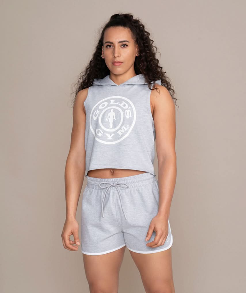 gray hooded tank top for women