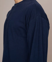 long sleeve navy blue shirt for men