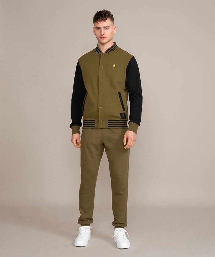 mens two toned athletic jacket in green