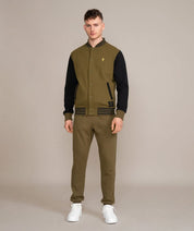 mens two toned athletic jacket in green