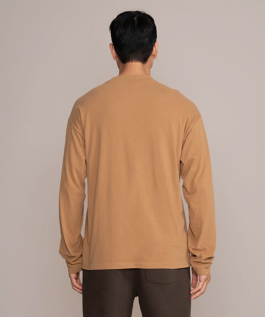 mocha khaki brown golds gym shirt from behind