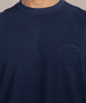 navy golds gym tank closeup