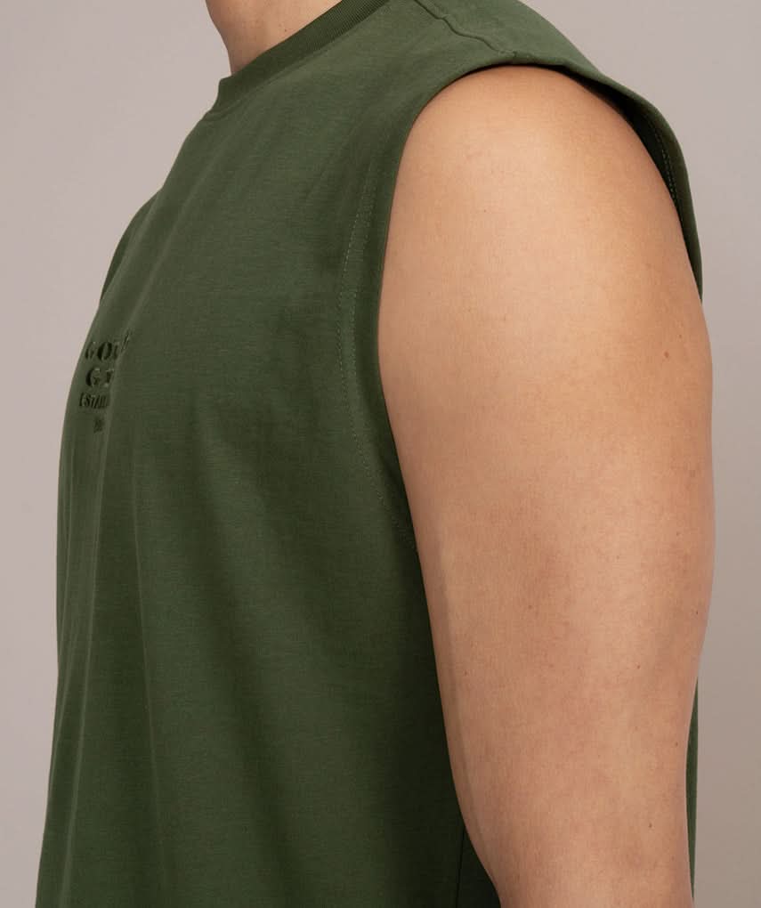 olive green tank top view from side