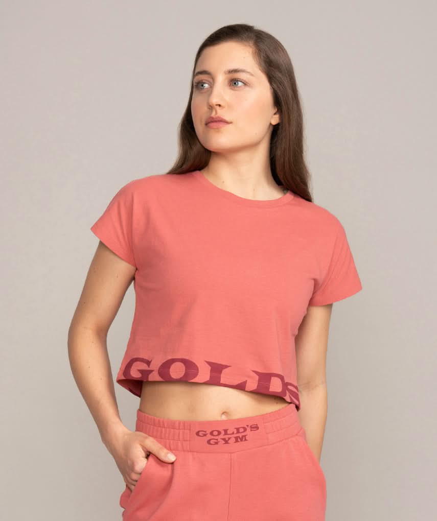 peach pink crop top for women