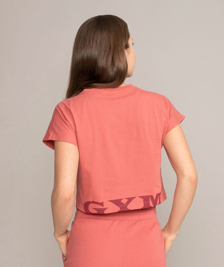 peach pink crop top for women back view