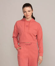 pink rose crop top hoodie for women