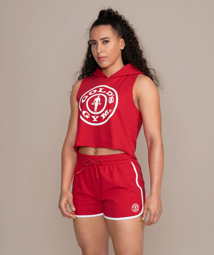 red hooded tank top for women