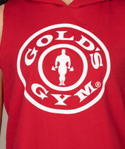 red hooded tank top for women golds gym logo