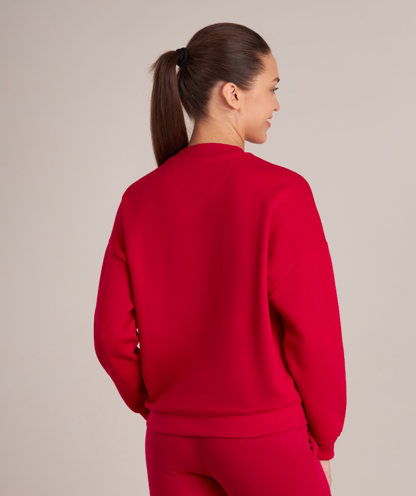 red tennis sweater for women back view