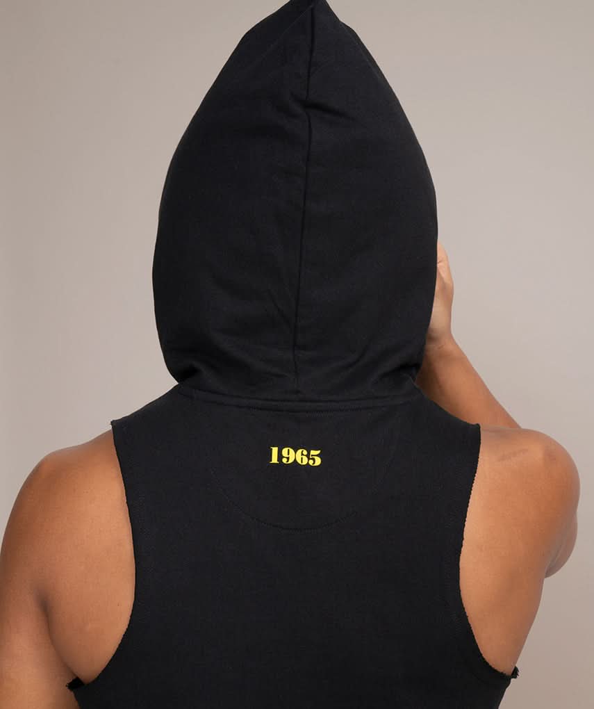 sleeveless hooded tank top for women  back view