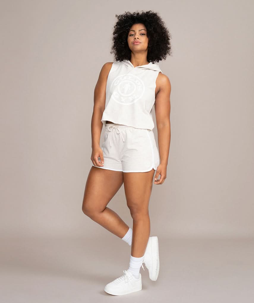 white hooded tank top for female athletes