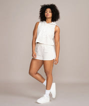 white hooded tank top for female athletes