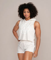 white hooded tank top for women