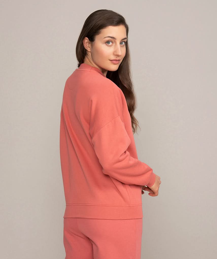 womens athletic sweater peach color luxury side