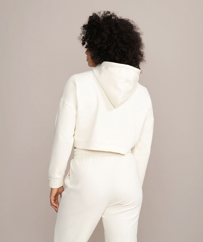 womens crop top hoodie in white