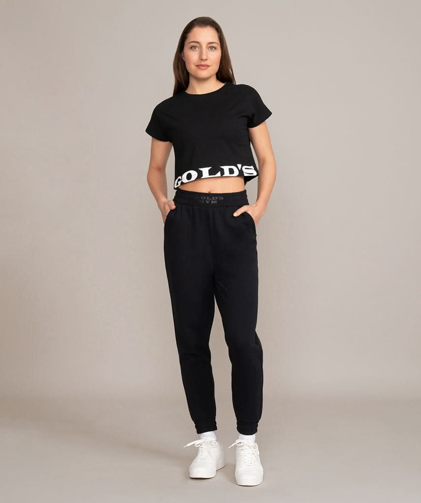 womens golds gym black crop top