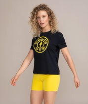 womens golds gym shirt black gold