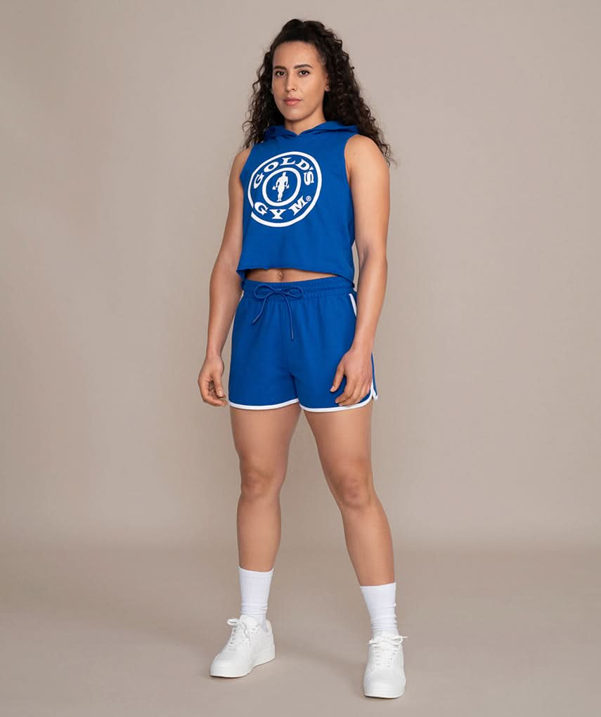 womens vintage athletic shorts  golds gym blue