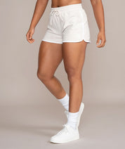 womens vintage athletic shorts in white