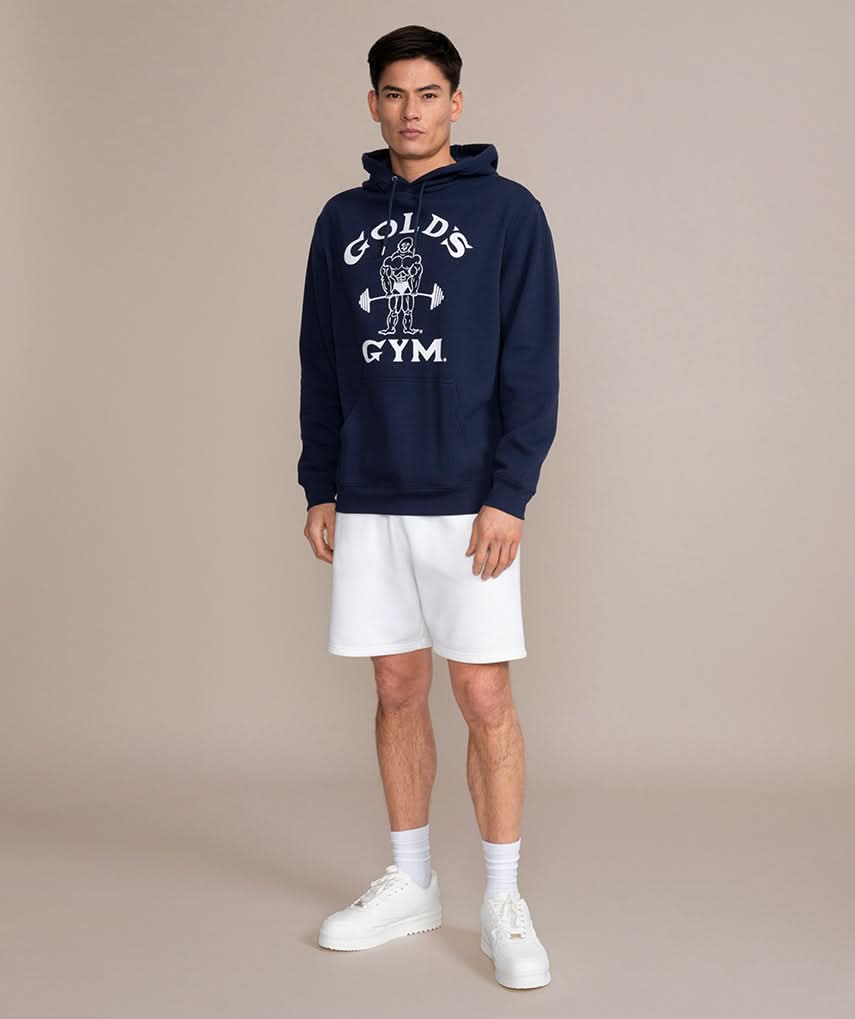 Classic Joe Heavyweight Hoodie by Golds Gym Navy Blue Outfit