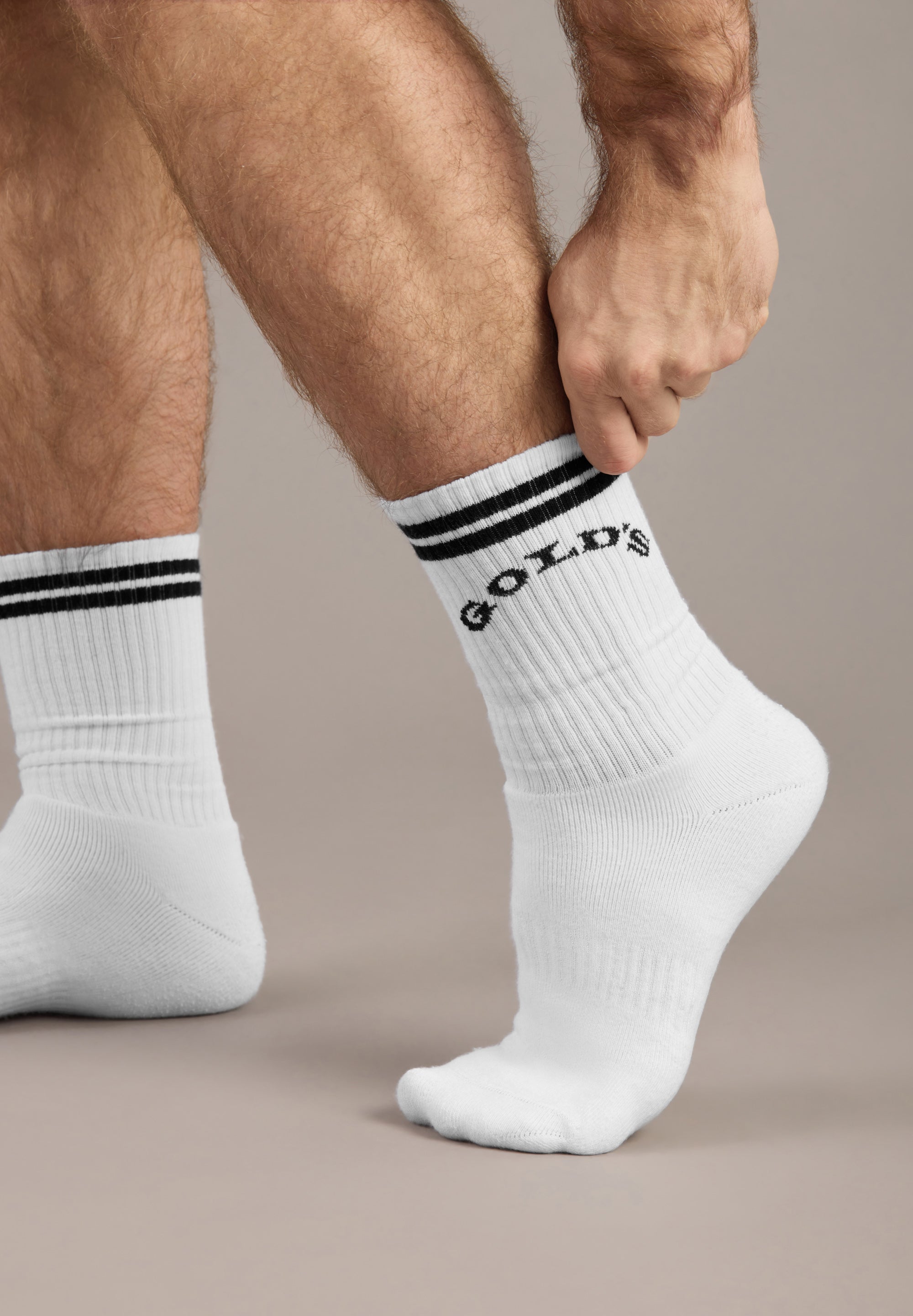 Gold's Gym® Unisex White Crew Socks