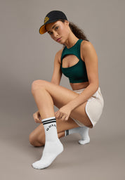 Gold's Gym® Unisex White Crew Socks