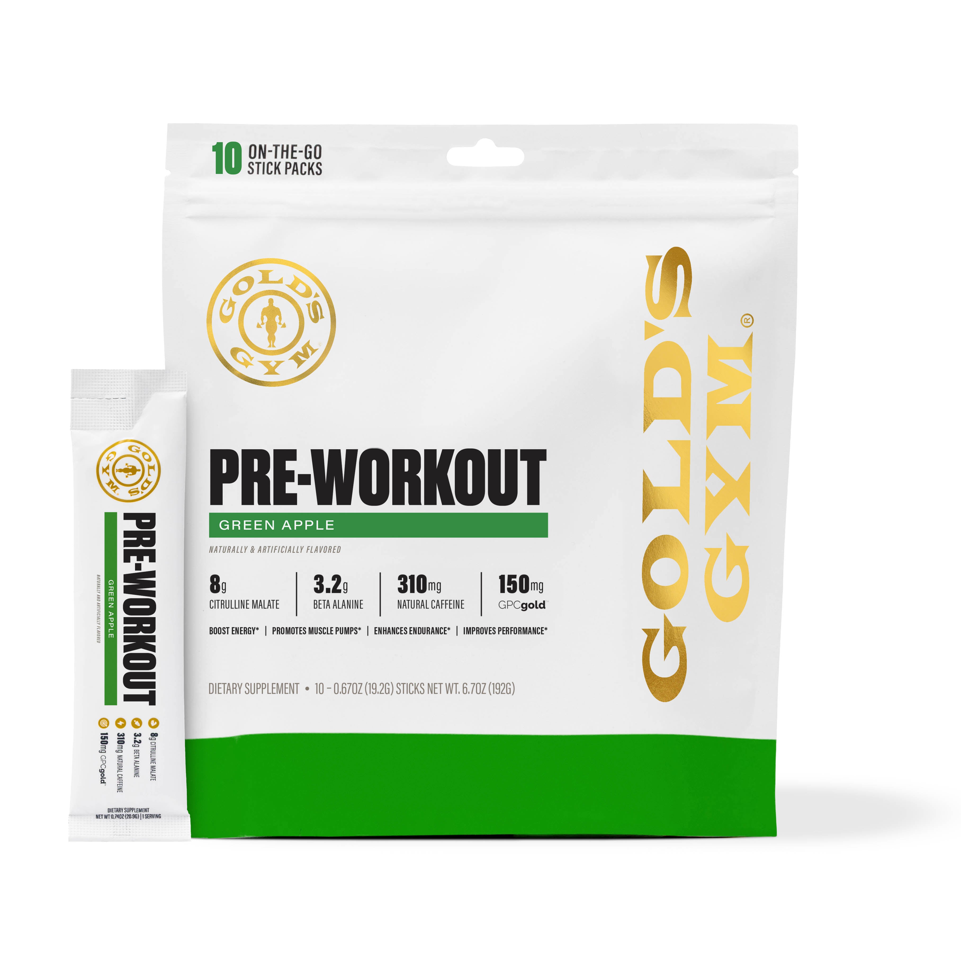 Gold's Gym Nutrition Pre-Workout Stick Packs- 10 pack