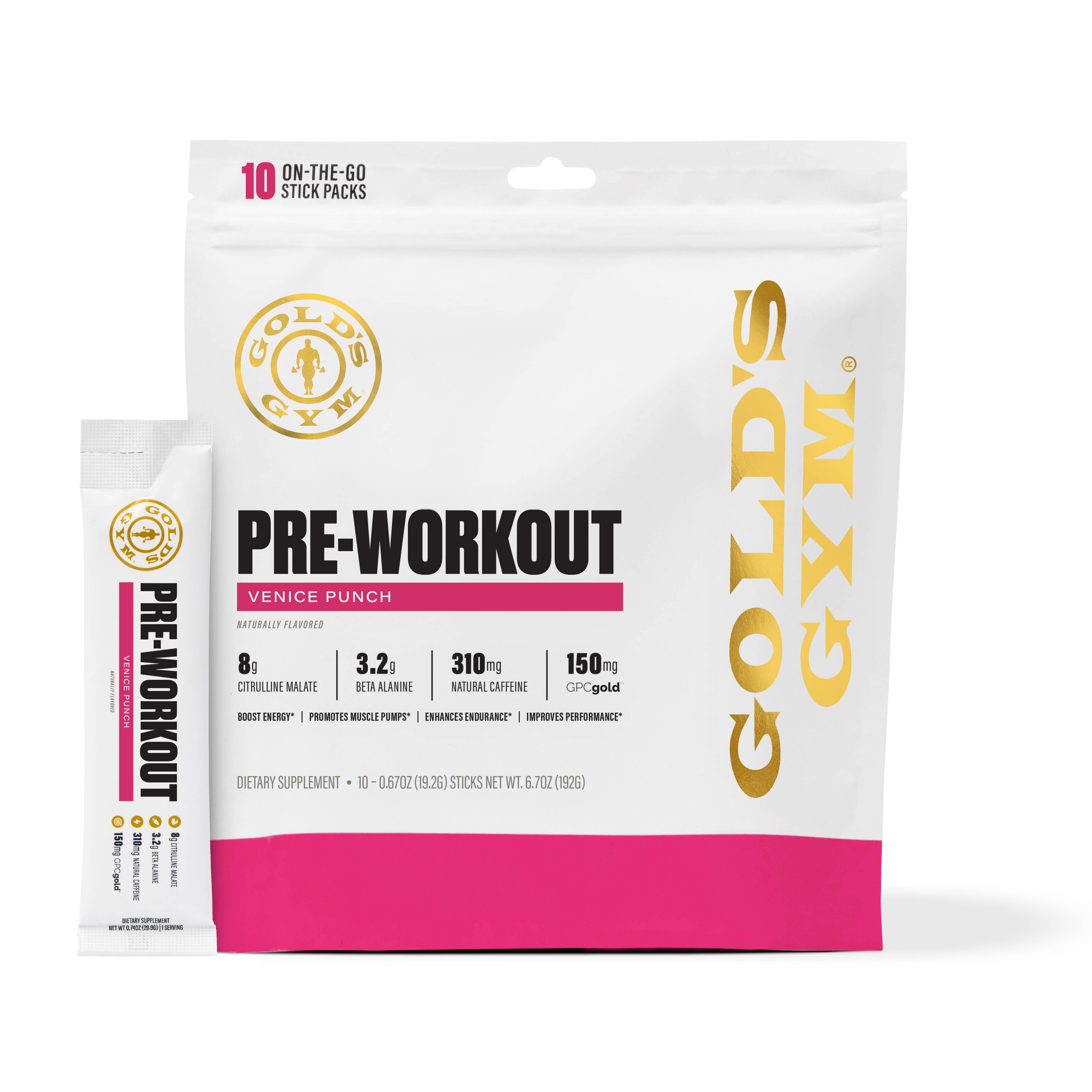 Gold's Gym Nutrition Pre-Workout Stick Packs- 10 pack – Gold's Gym