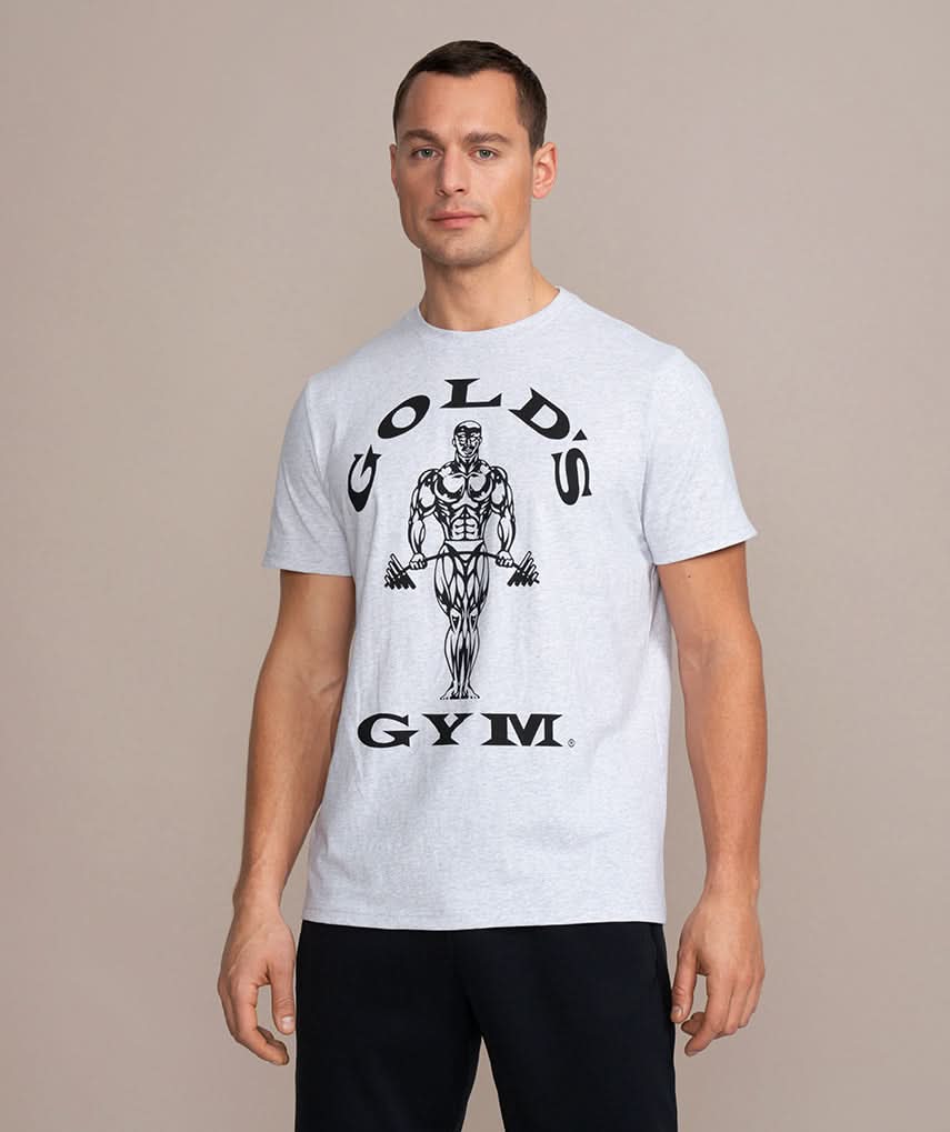 Golds Gym Muscle Joe Crew Neck T-Shirt Gray Workout Shirt