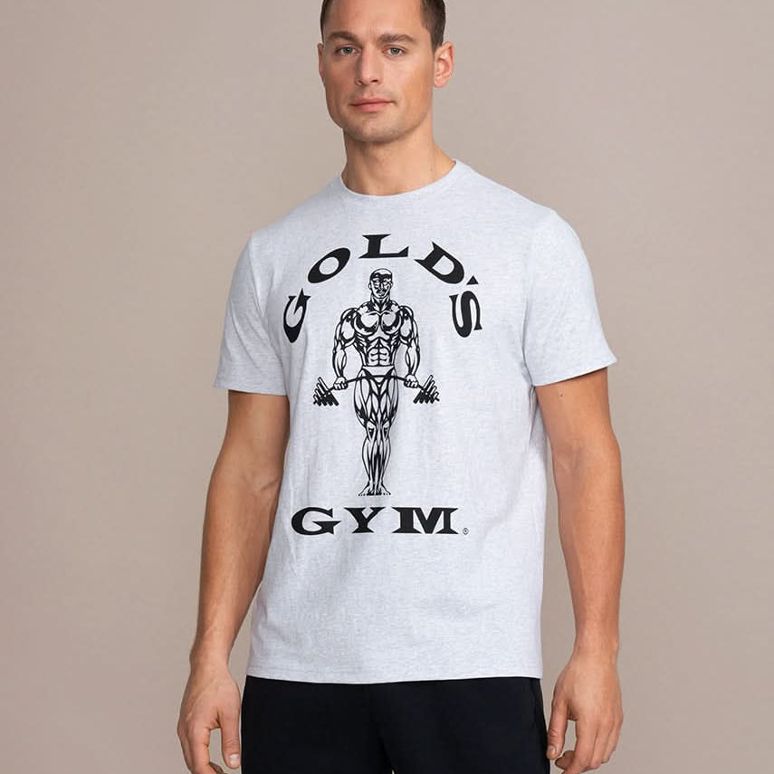 Golds Gym Muscle Joe Crew Neck T-Shirt Gray Workout Shirt
