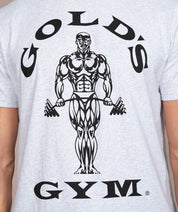 Golds Gym Muscle Joe Crew Neck T-Shirt Gray Workout Shirt Closeup