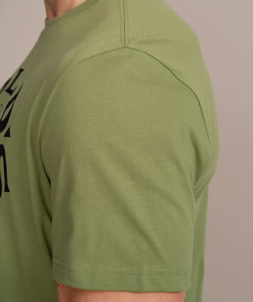 Golds Gym Muscle Joe Crew Neck T-Shirt Olive Green Arm