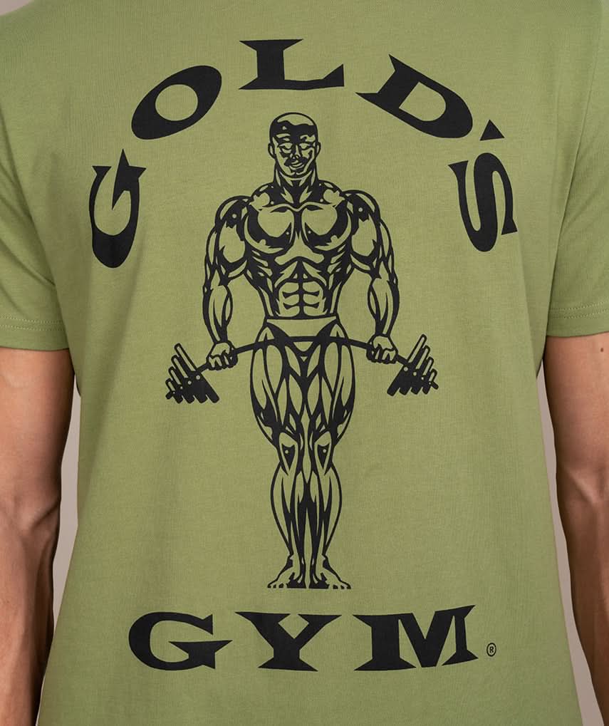 Golds Gym Muscle Joe Crew Neck T-Shirt Olive Green LOGO